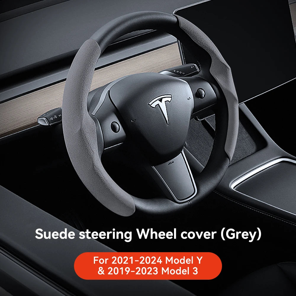 Suede Steering Wheel For Tesla Model 3/Y