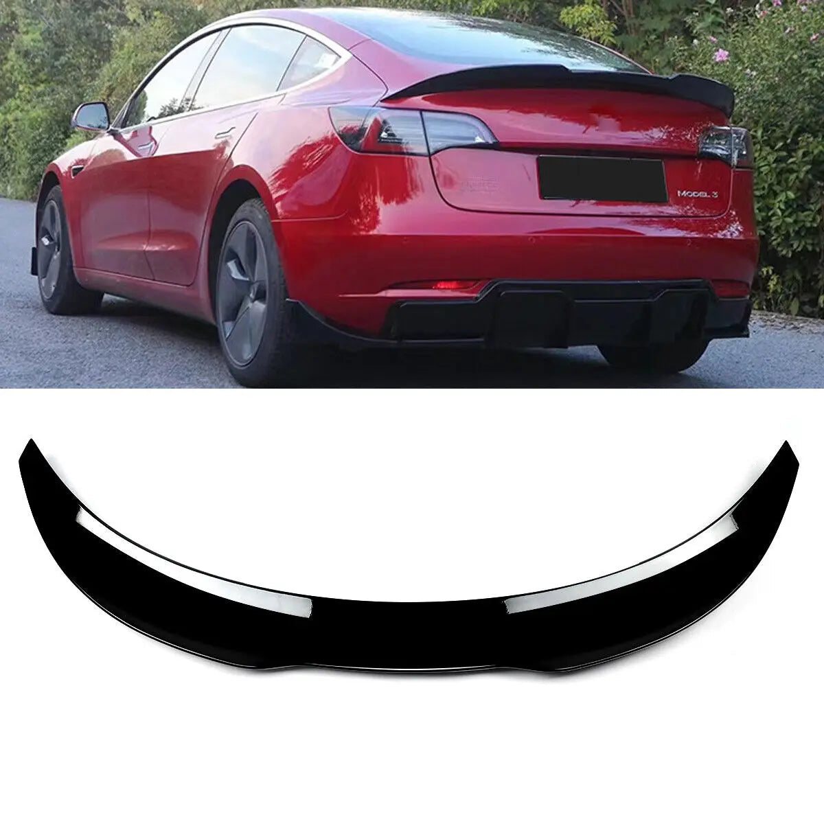For 2017-2025 Tesla Model 3 PSM Style Highkick Rear Trunk Spoiler Wing Gloss Black