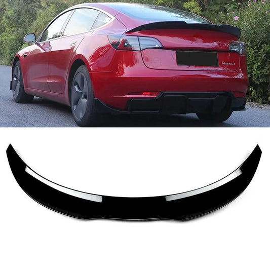 For 2017-2025 Tesla Model 3 PSM Style Highkick Rear Trunk Spoiler Wing Gloss Black