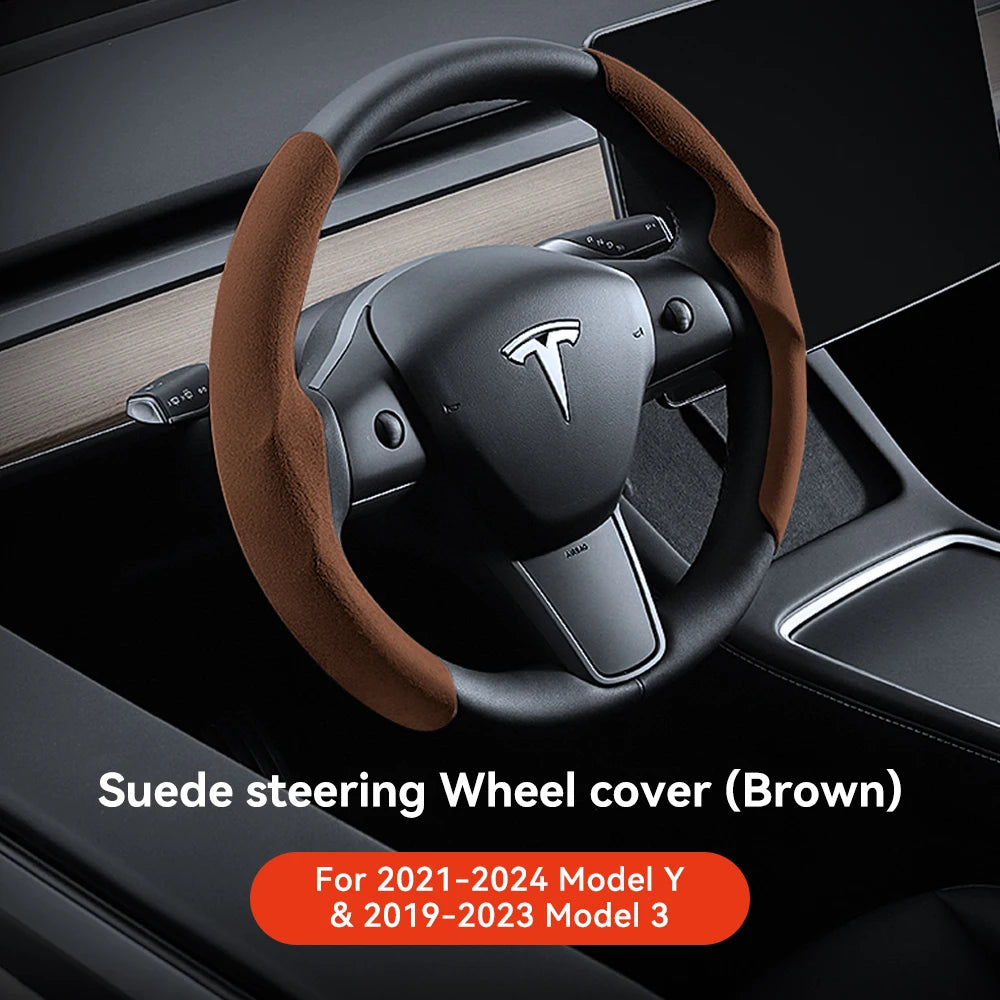 Suede Steering Wheel For Tesla Model 3/Y